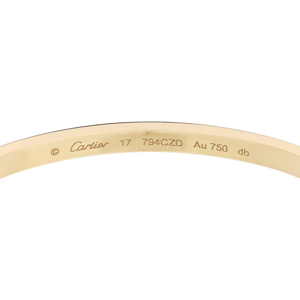 18K Yellow Gold 6 Diamond Small LOVE Bracelet 17