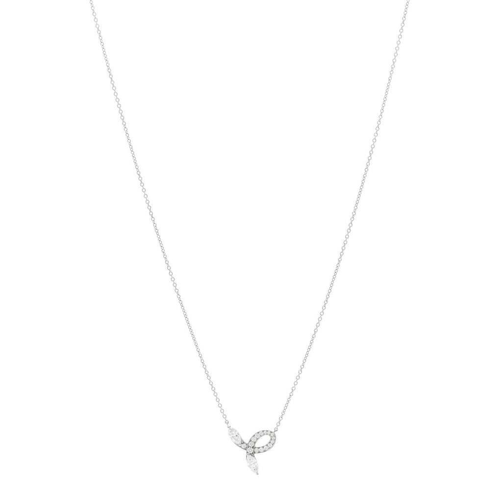 Platinum Diamond Victoria Bow Necklace