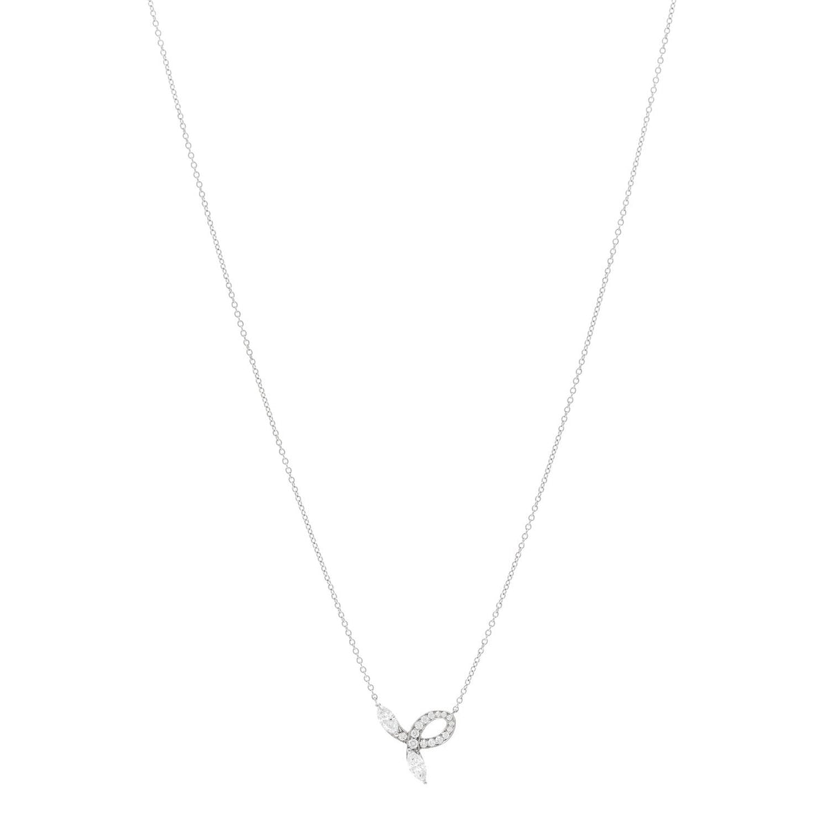 Platinum Diamond Victoria Bow Necklace