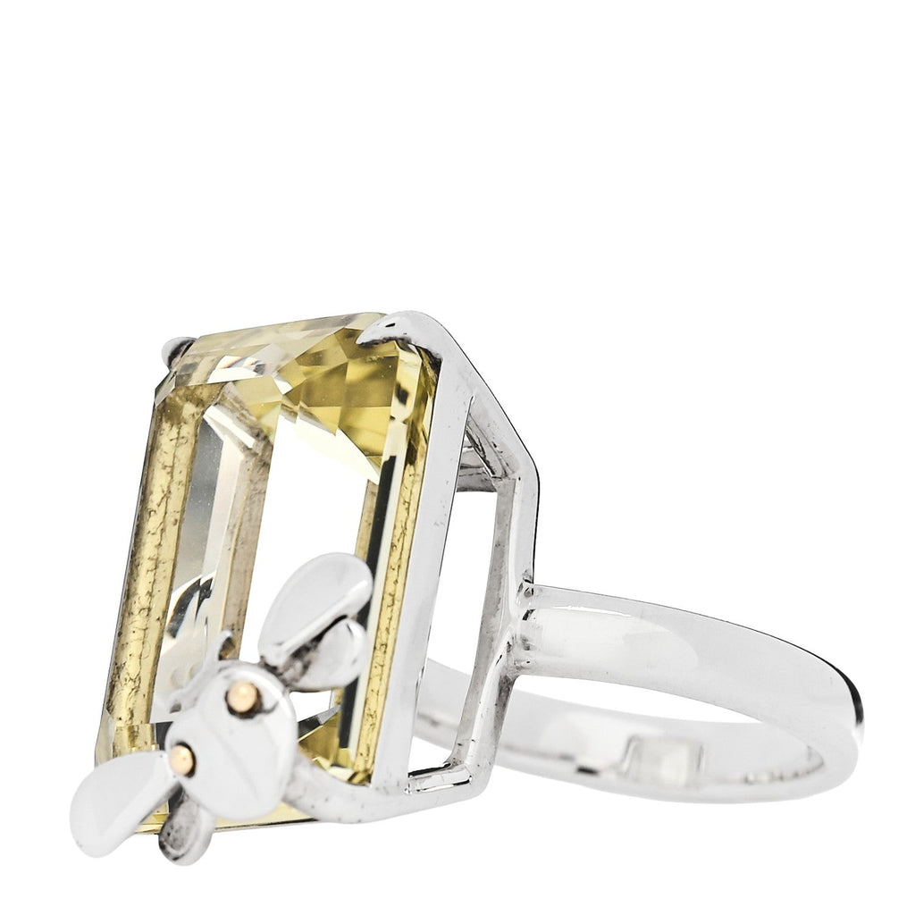 Sterling Silver 18K Yellow Gold Citrine Return to Tiffany Love Bugs Bee Ring 50 5.25