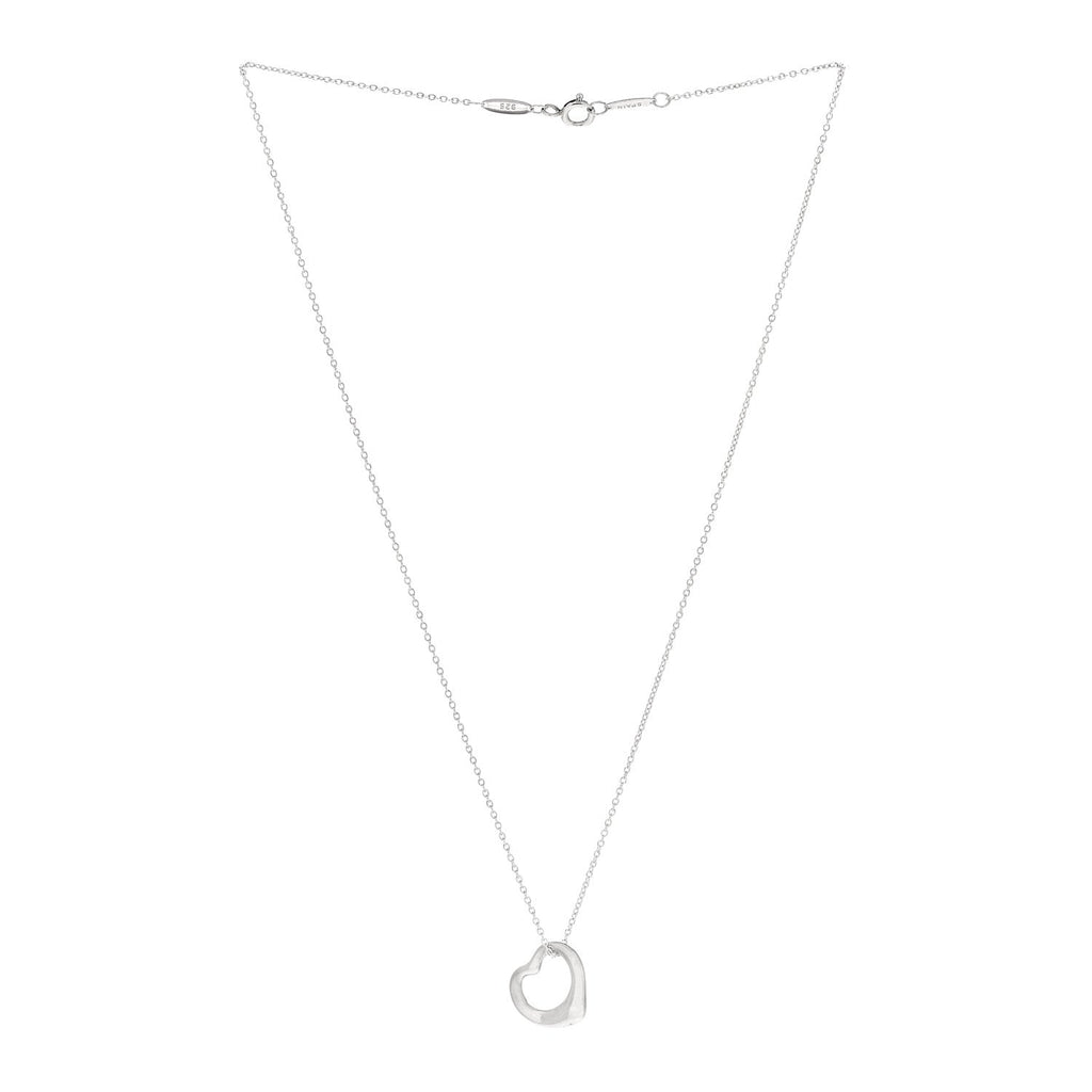 Sterling Silver 16mm Elsa Peretti Open Heart Pendant Necklace