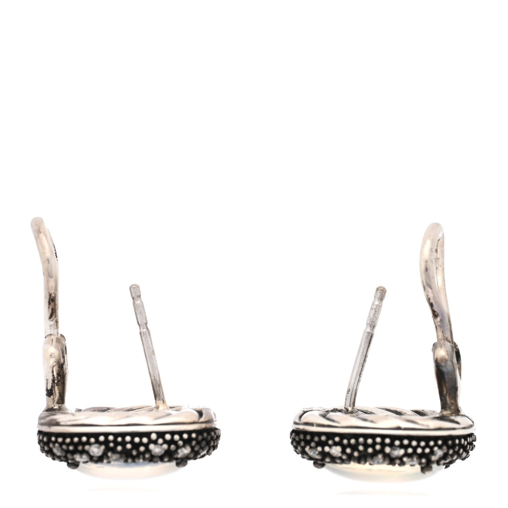 Sterling Silver Diamond Moon Quartz Midnight Melange Earrings