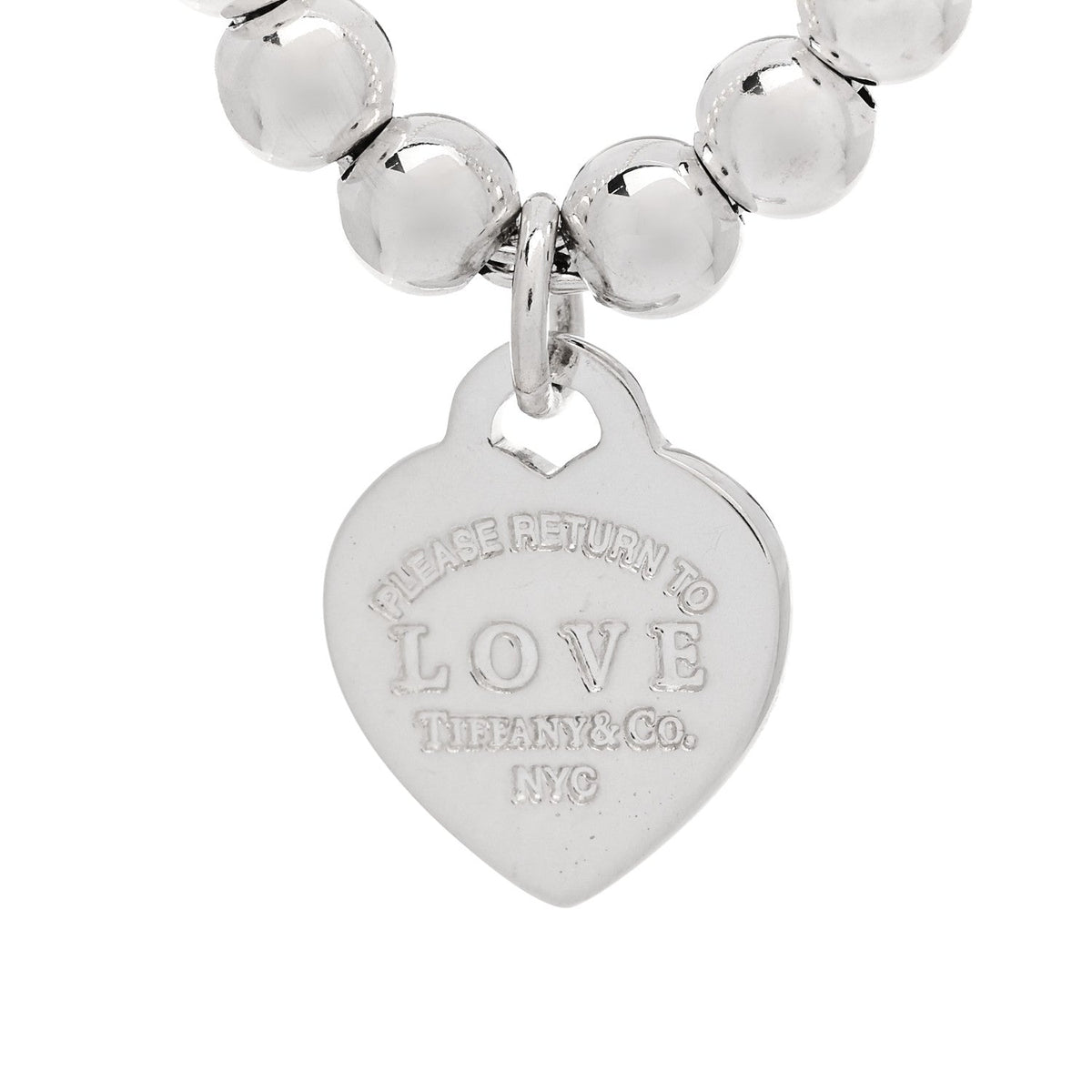 Sterling Silver Enamel Return to Tiffany Love Heart Tag Bead Bracelet Blue