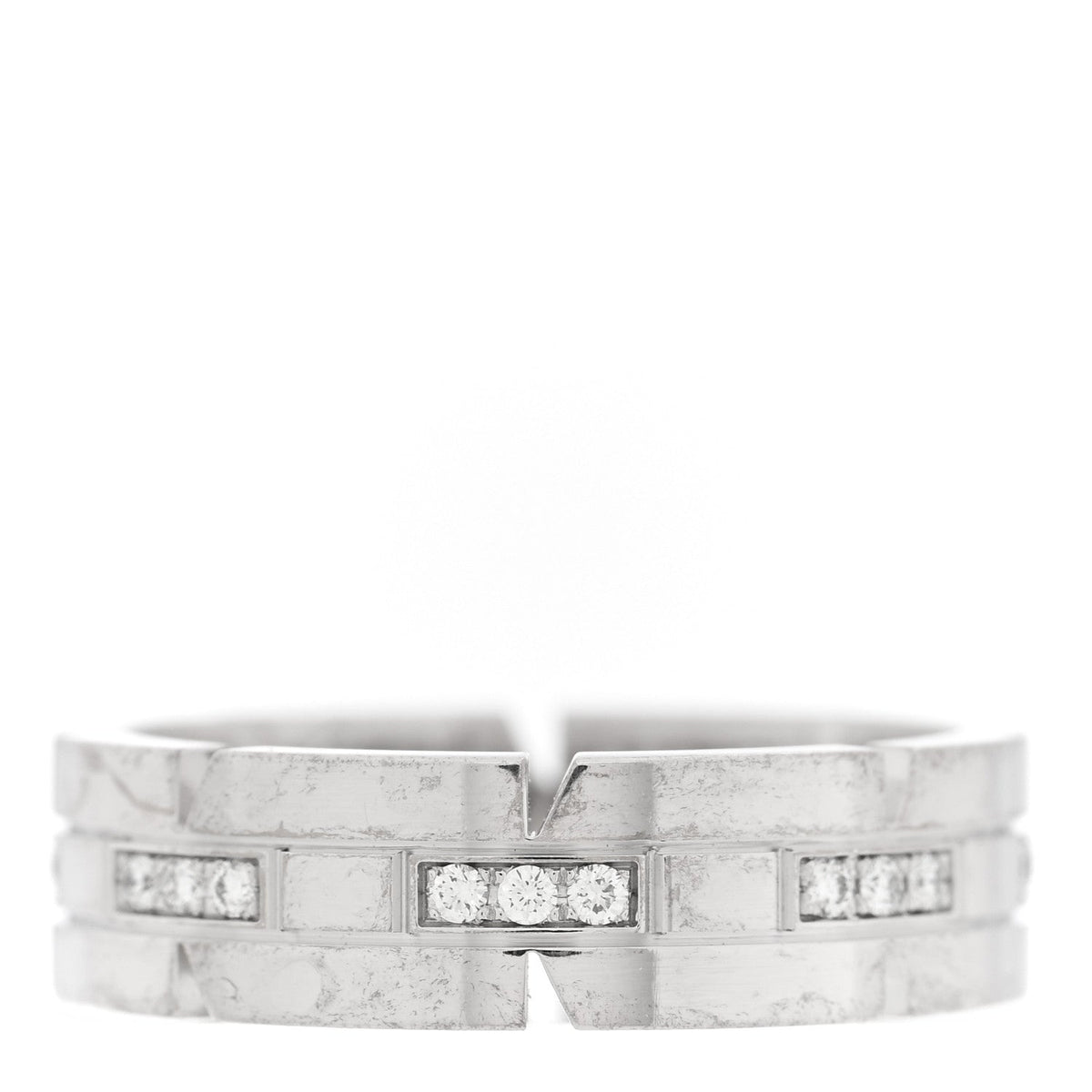 18K White Gold Diamond Tank Francaise Band Ring 57 8
