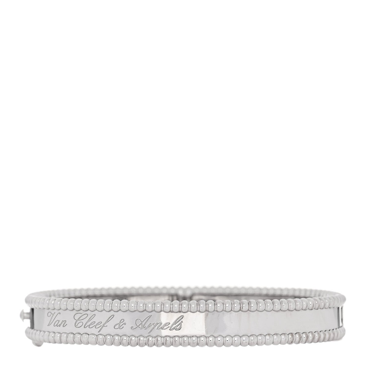 18K White Gold Perlee Signature Bangle Bracelet S