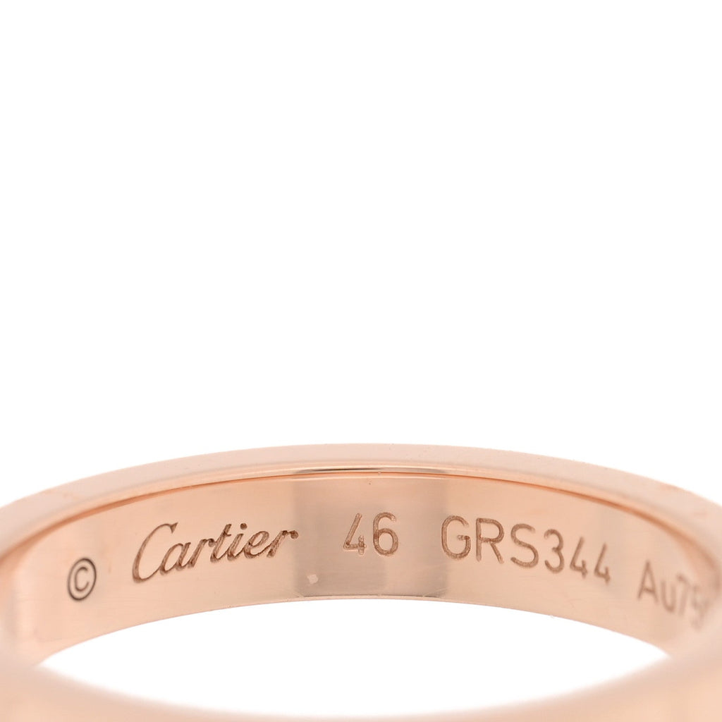 18K Pink Gold Diamond 3mm C De Cartier Wedding Band Ring 46 3.75