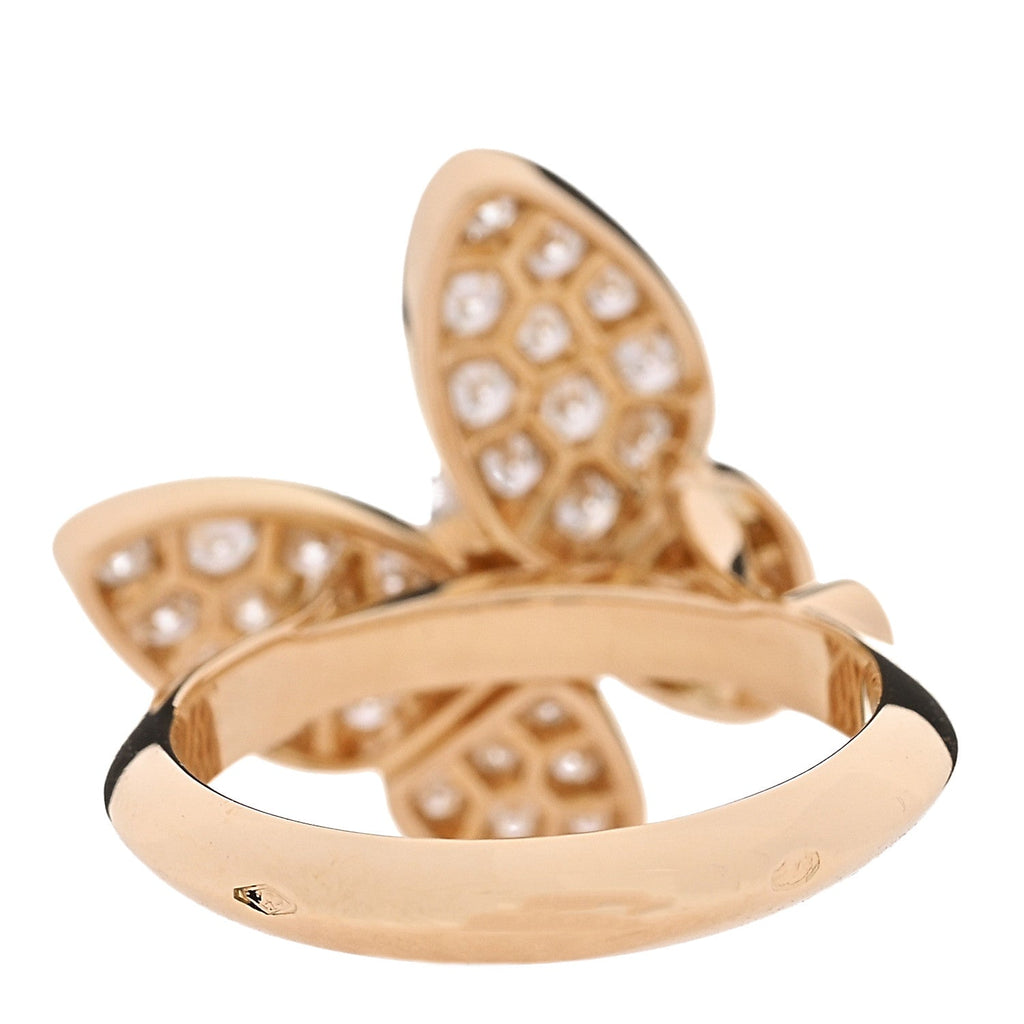 18K Yellow Gold Diamond Two Butterfly Ring 50 5.25
