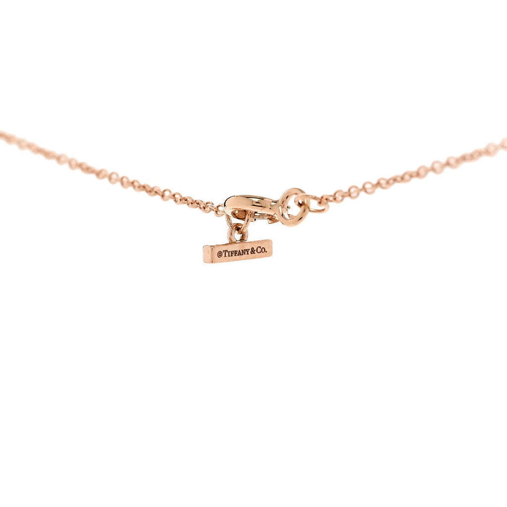 18K Rose Gold Diamond Mother of Pearl Small T Circle Pendant Necklace