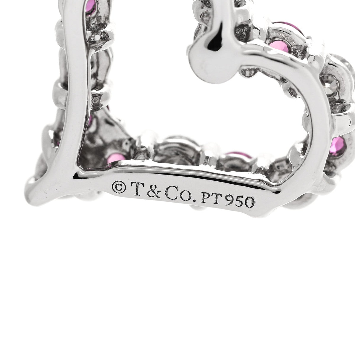 Platinum Diamond Pink Sapphire Mini Heart Charm