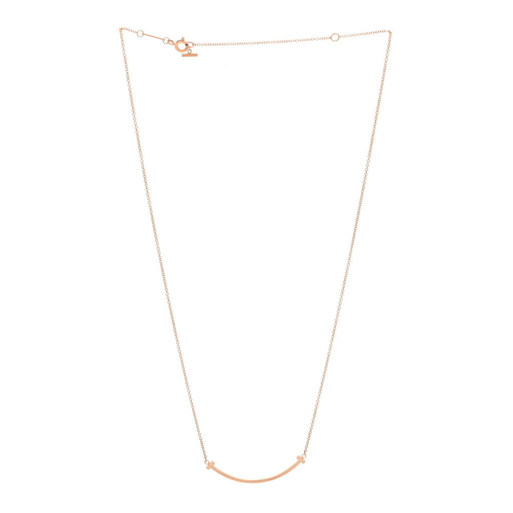 18K Rose Gold Small T Smile Pendant Necklace