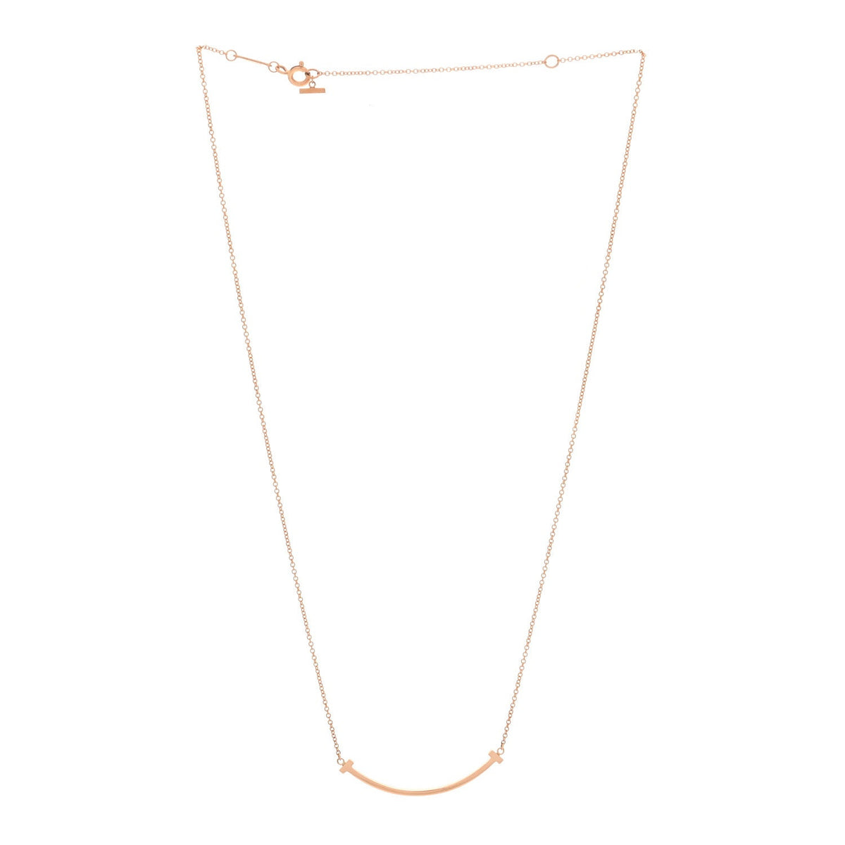 18K Rose Gold Small T Smile Pendant Necklace