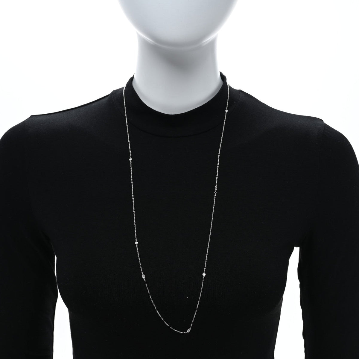 Sterling Silver Diamond .25ctw Elsa Peretti Diamonds by the Yard 7 Station Necklace
