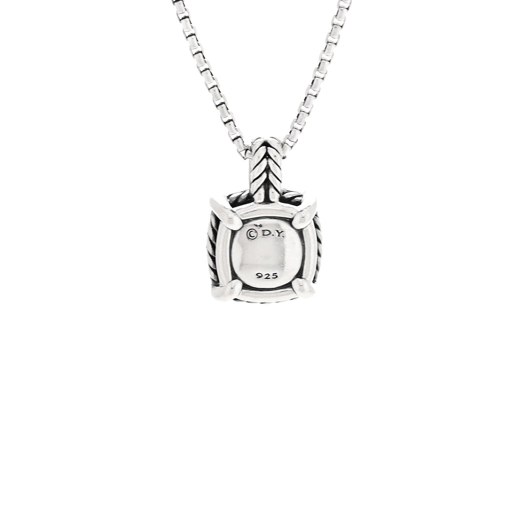 Sterling Silver Diamond Black Onyx 9mm Chatelaine Pave Bezel Pendant Necklace