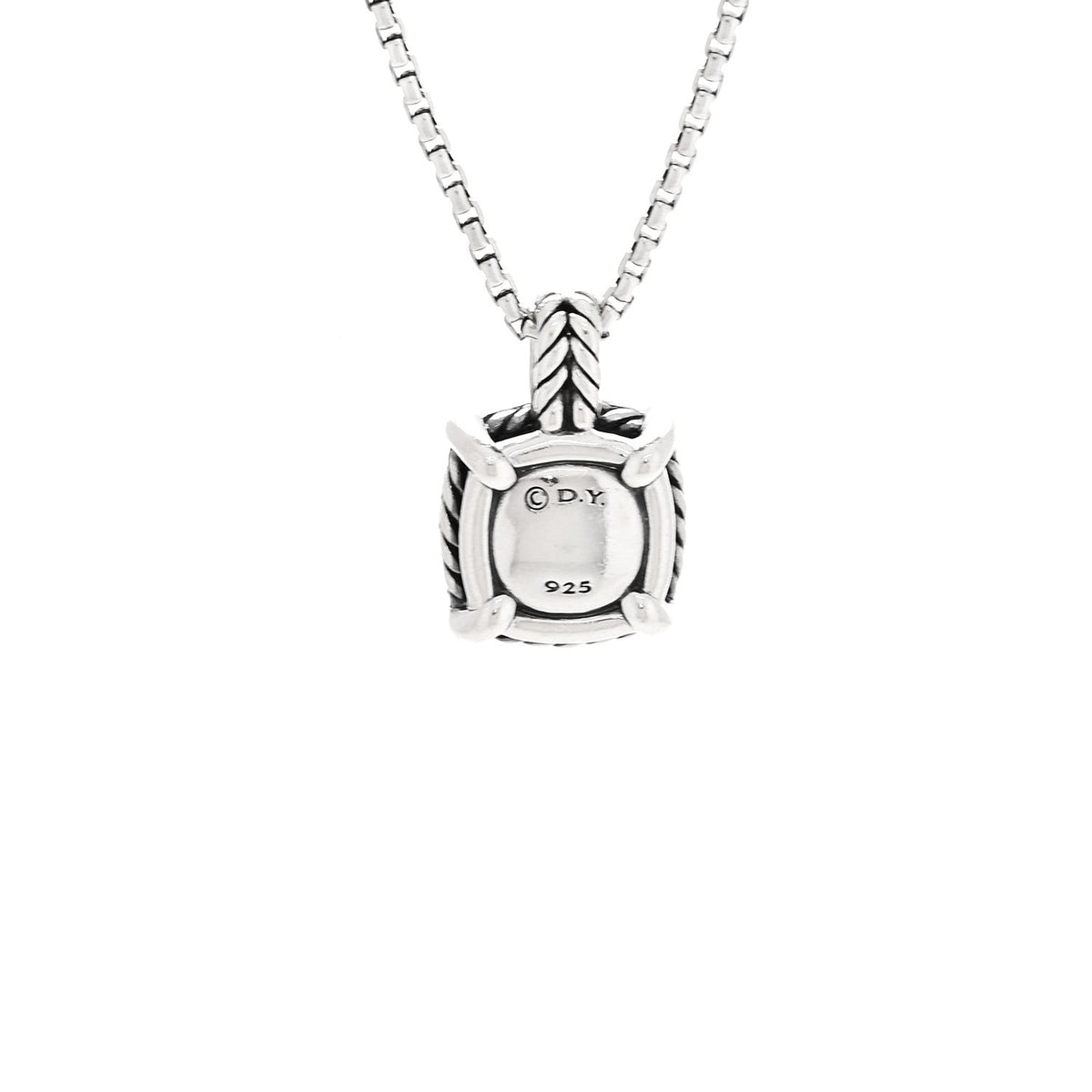 Sterling Silver Diamond Black Onyx 9mm Chatelaine Pave Bezel Pendant Necklace
