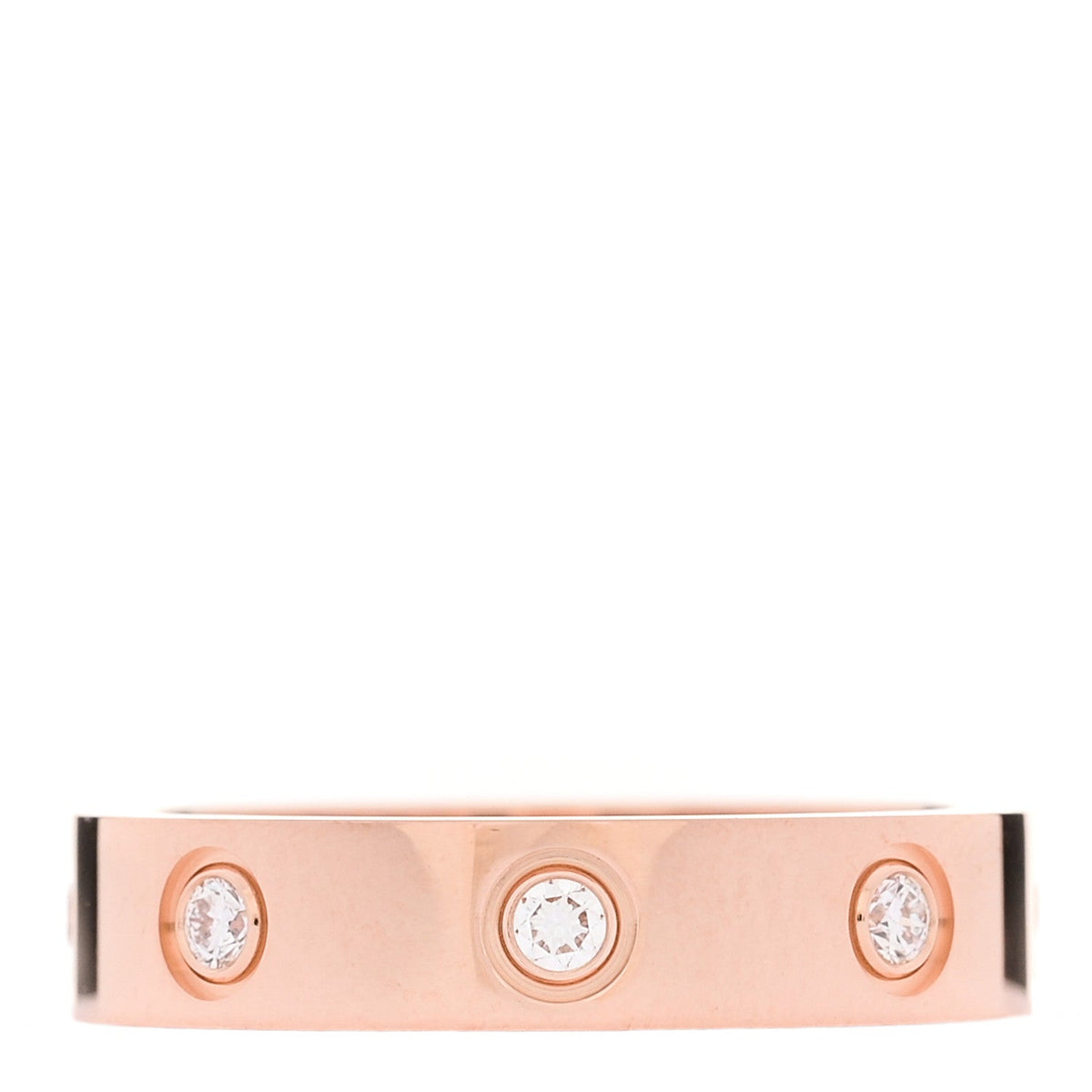 18K Pink Gold 8 Diamond 4mm LOVE Wedding Band Ring 49 5