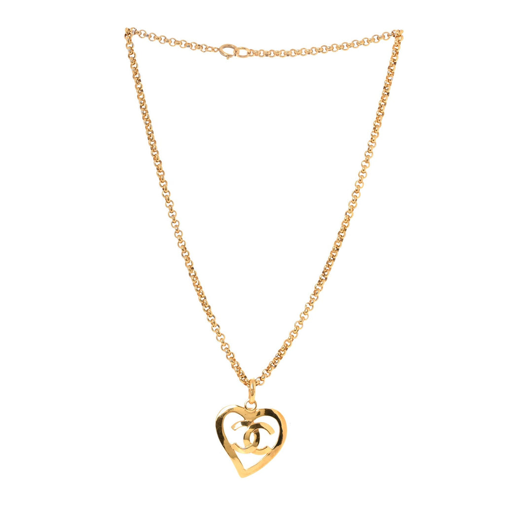 CC Heart Chain Pendant Necklace Gold