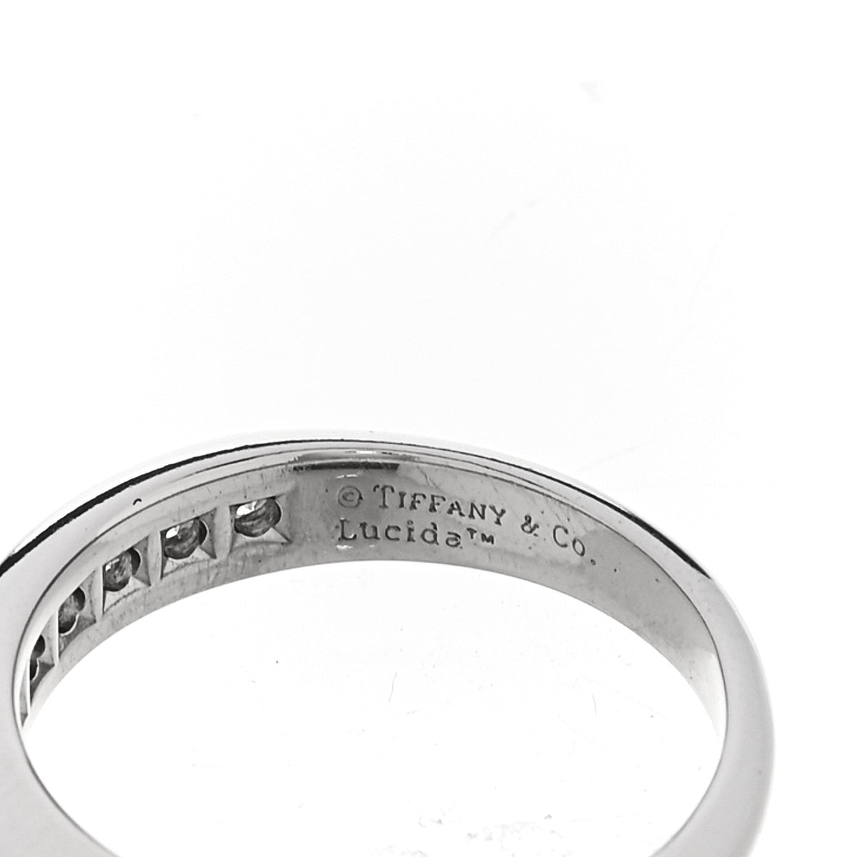Platinum Diamond Princess Lucida Half Circle Wedding Band Ring 53 6.25