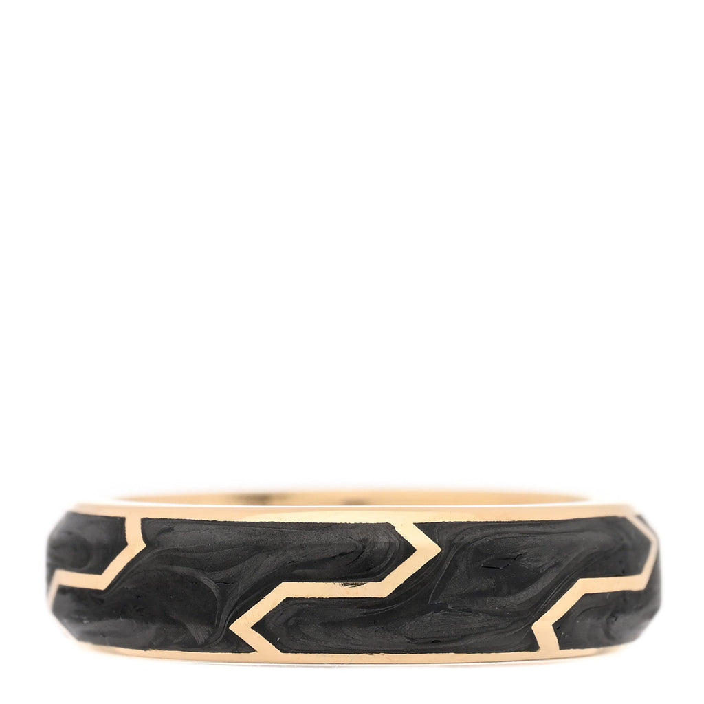 18K Yellow Gold 6mm Forged Carbon Band Ring 53 6.5