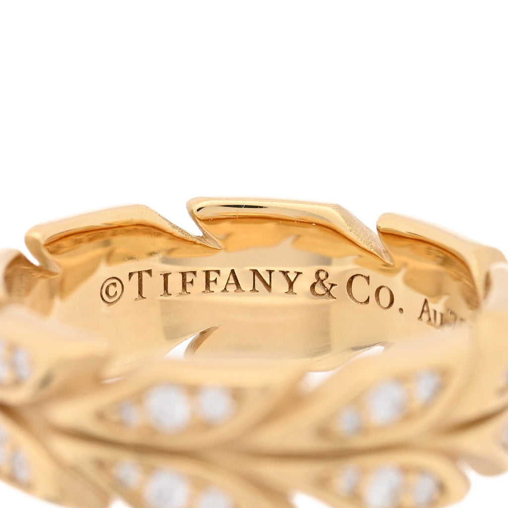 18K Yellow Gold Diamond Victoria Vine Band Ring 49 5