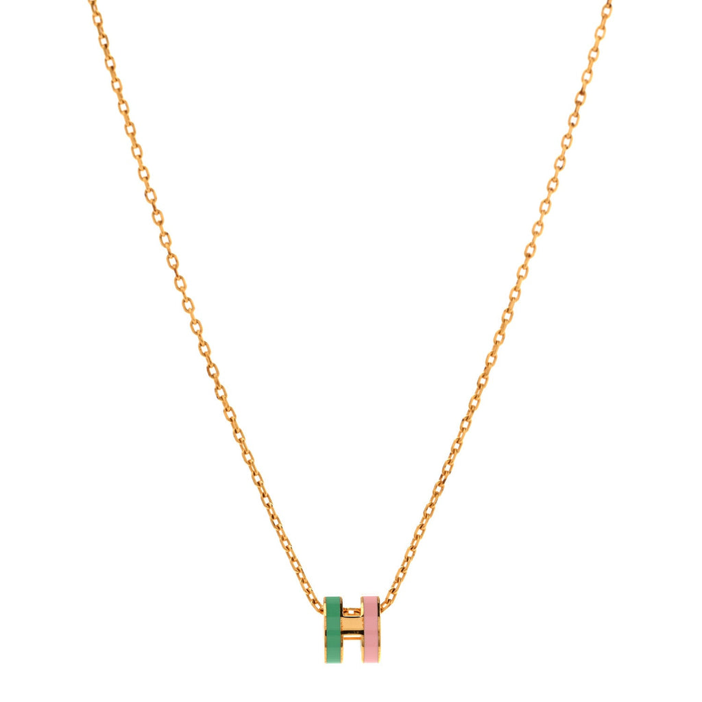 Lacquered Gold Mini Pop H Rocabar Pendant Necklace Malabar