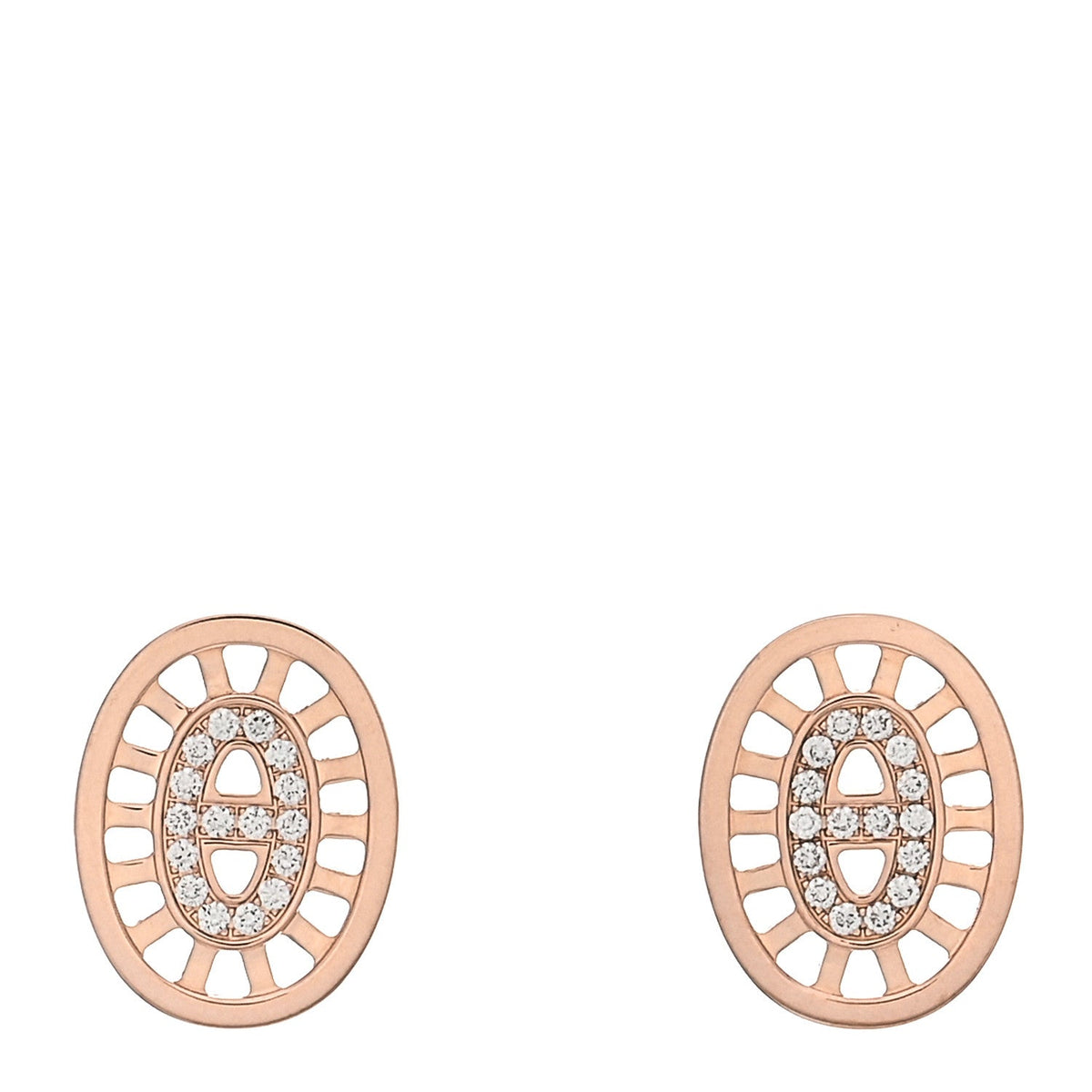 18K Rose Gold Diamond Chaine d'Ancre Divine Stud Earrings