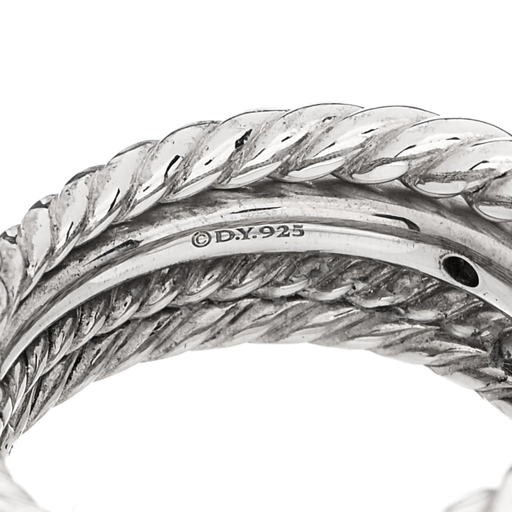 Sterling Silver Diamond 16mm Stax Wide Stacked Ring 57 8