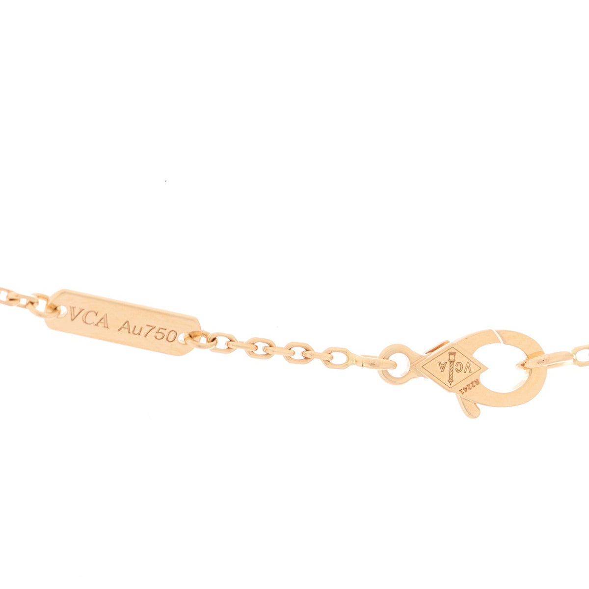 18K Rose Gold Gray Mother of Pearl Vintage Alhambra Pendant Necklace