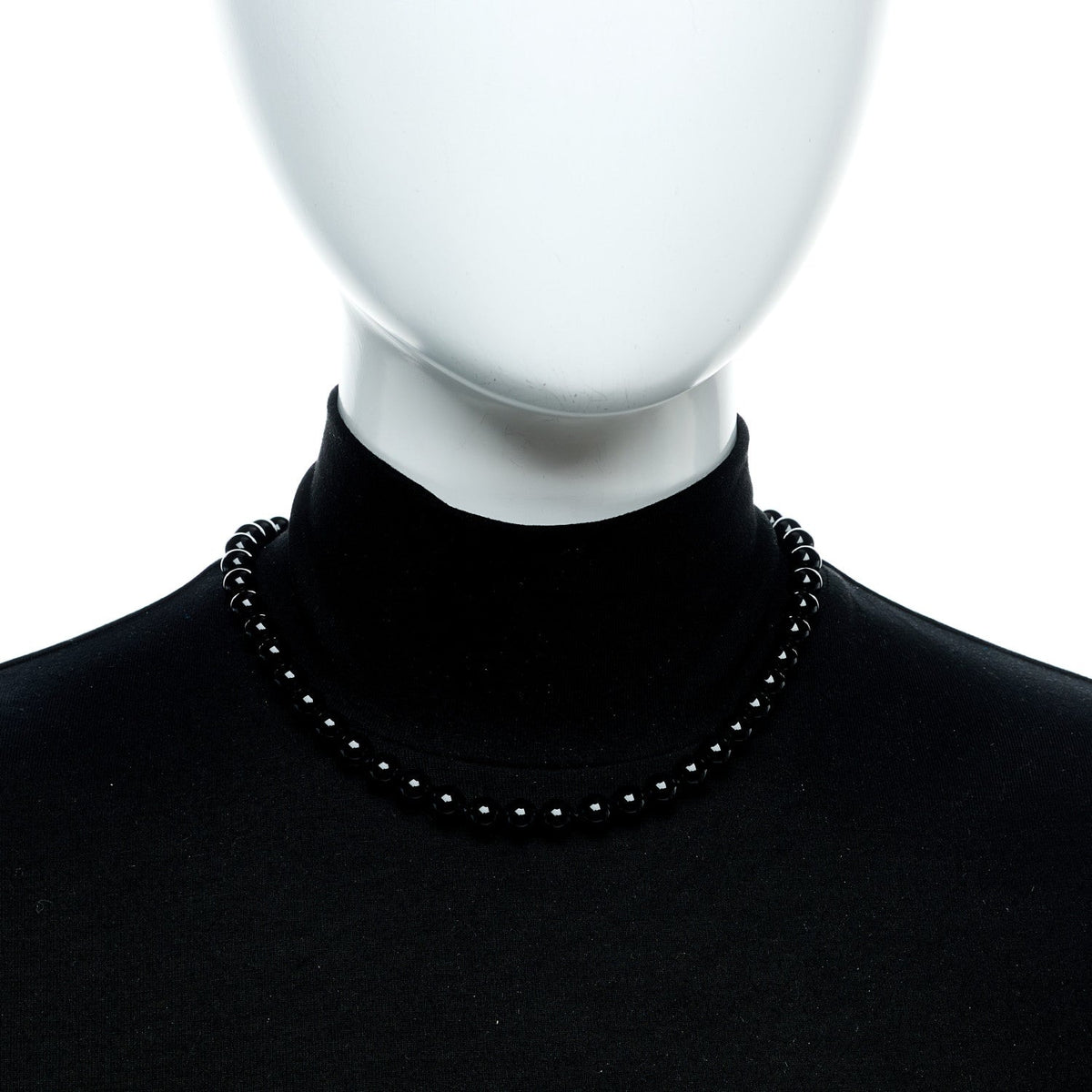 Sterling Silver Black Onyx Bead Toggle Necklace