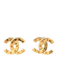 Metal CC Paris Button Stud Earrings Gold