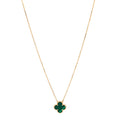 18K Yellow Gold Malachite Vintage Alhambra Pendant Necklace