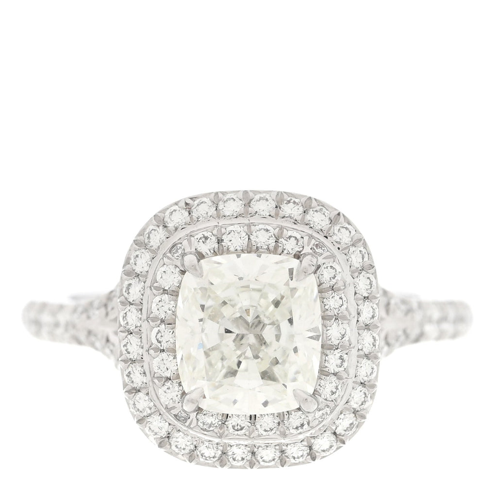 Platinum Diamond 1.20ct Soleste Cushion Cut Double Halo Engagement Ring 47 4