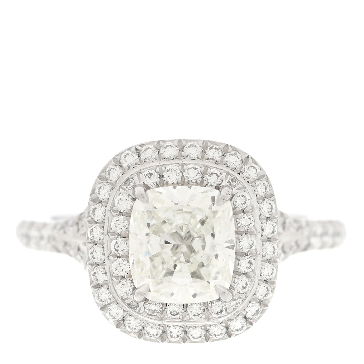 Platinum Diamond 1.20ct Soleste Cushion Cut Double Halo Engagement Ring 47 4