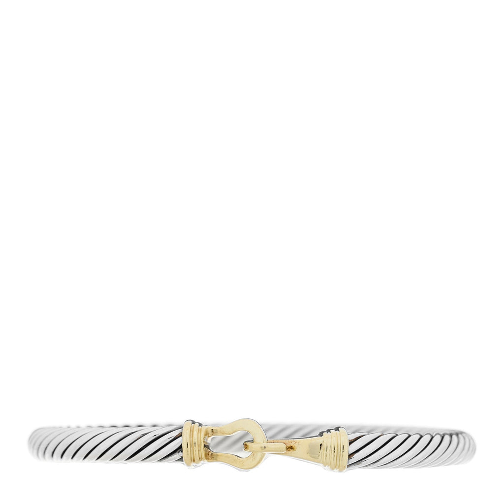Sterling Silver 14K Yellow Gold 5mm Cable Classic Buckle Bracelet