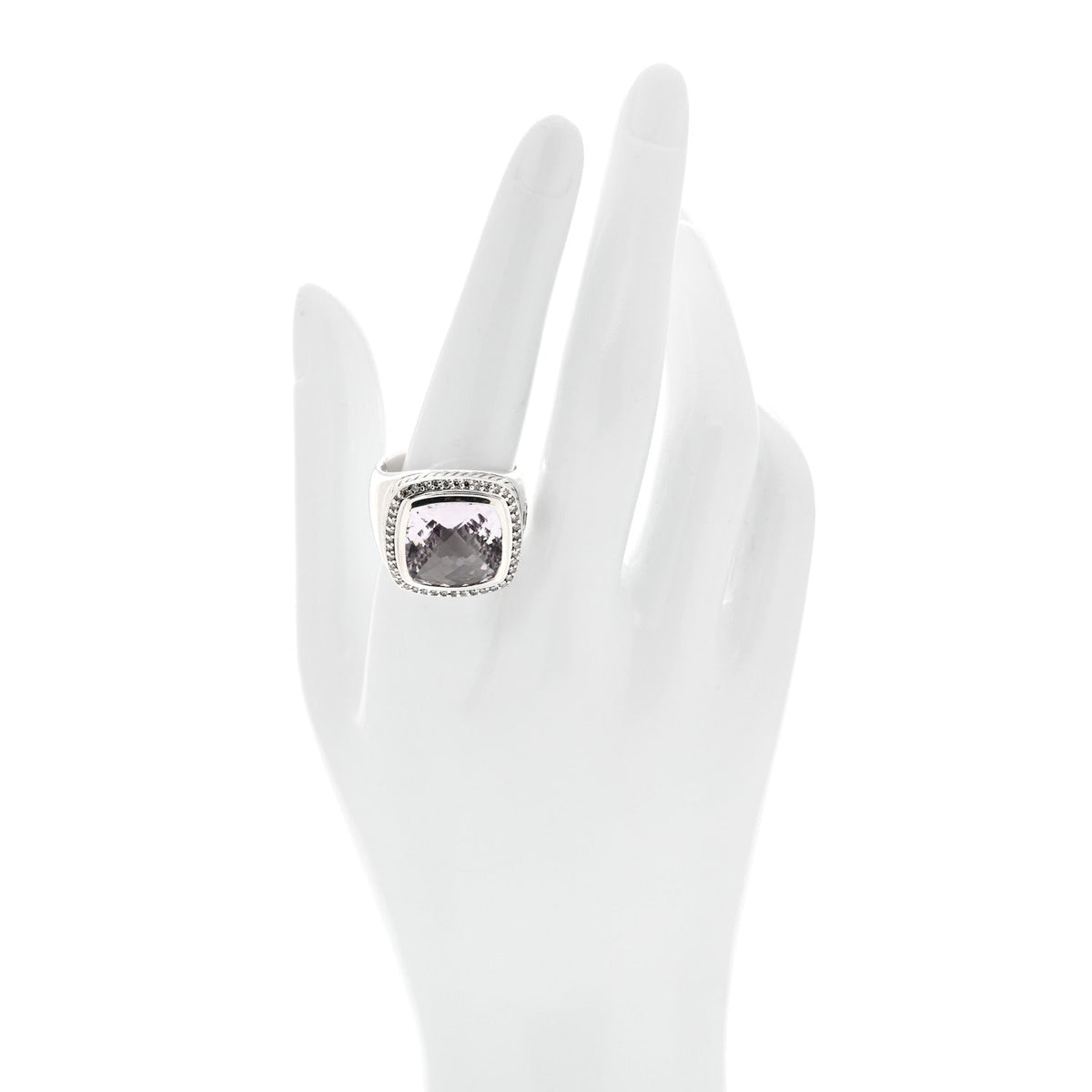 Sterling Silver Diamond Amethyst 14mm Albion Statement Ring 61 9.75
