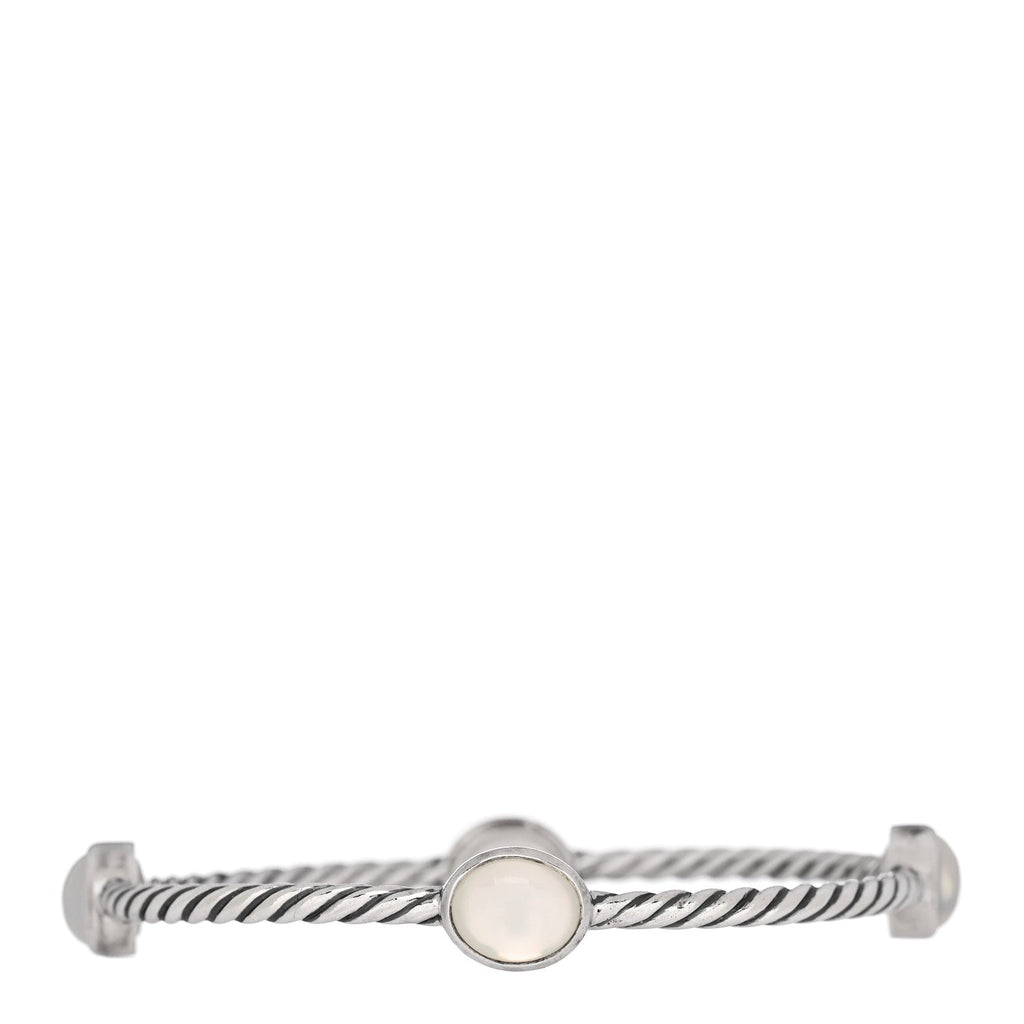 Sterling Silver Moon Quartz 3mm Color Classics Four Station Bangle Bracelet