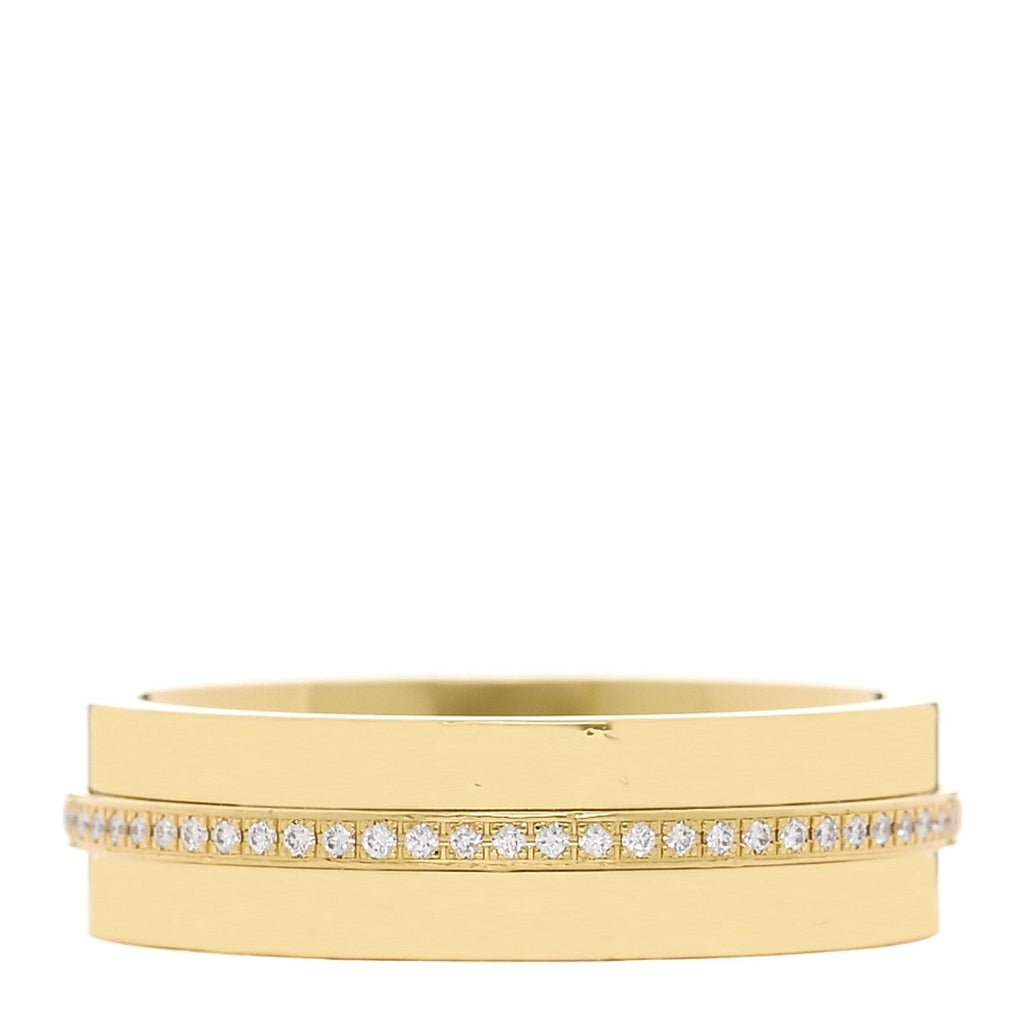 18K Yellow Gold Diamond Wide T Two Ring 54 7