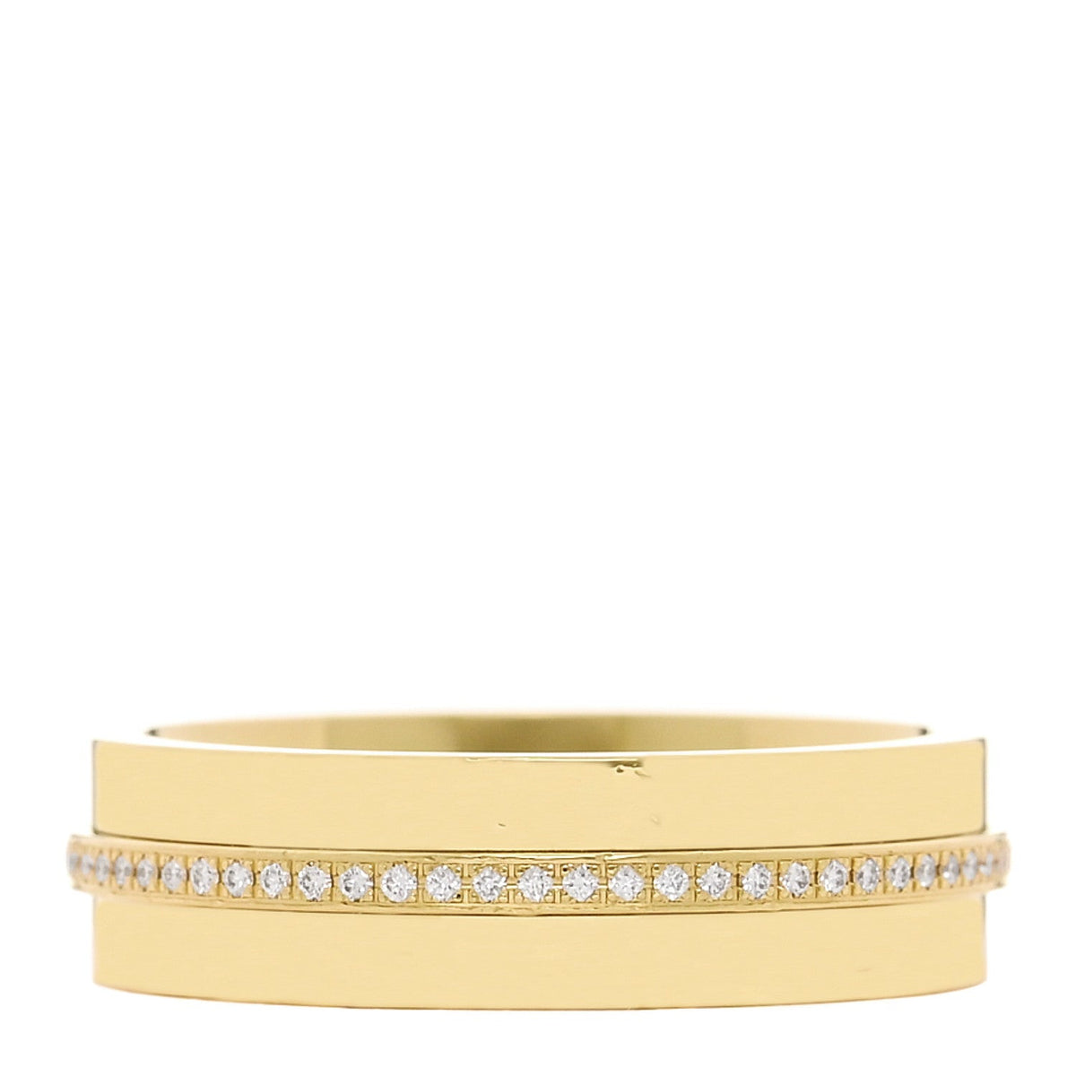 18K Yellow Gold Diamond Wide T Two Ring 54 7