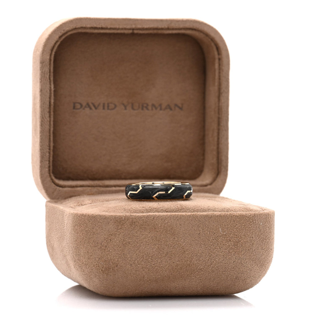 18K Yellow Gold 6mm Forged Carbon Band Ring 53 6.5