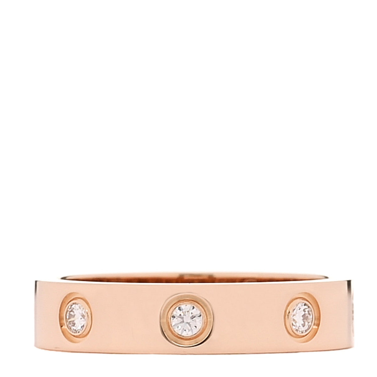 18K Pink Gold 8 Diamond 4mm LOVE Wedding Band Ring 49 5