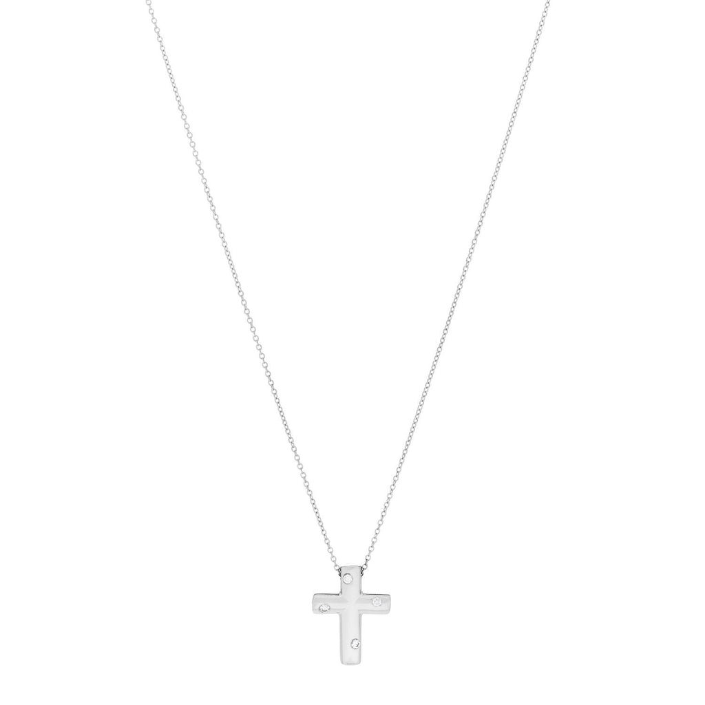 Platinum Diamond Etoile Cross Pendant Necklace