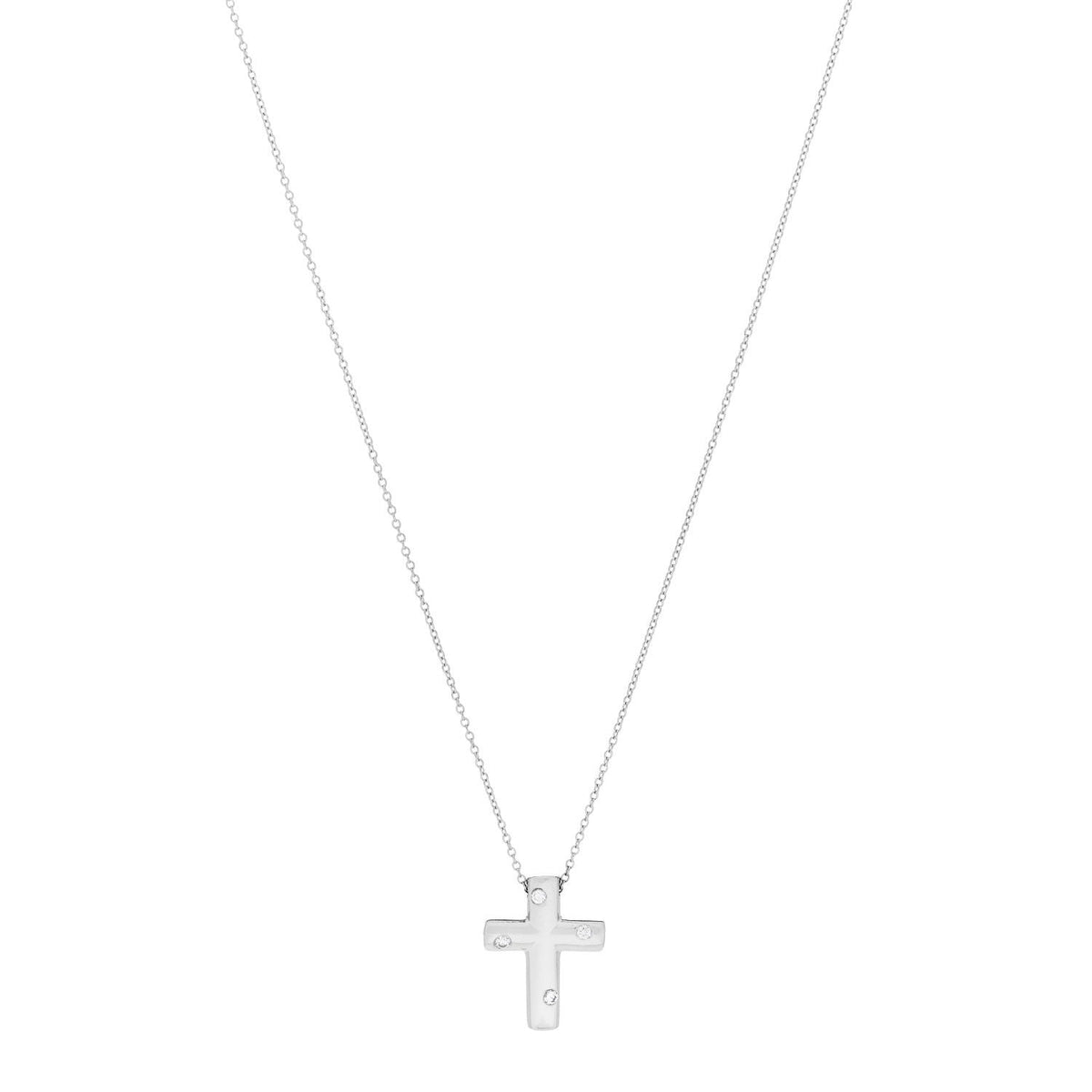 Platinum Diamond Etoile Cross Pendant Necklace