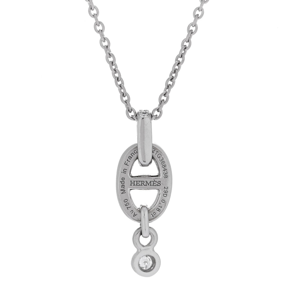 18K White Gold Diamond PM Chaine d'Ancre Enchainee Necklace