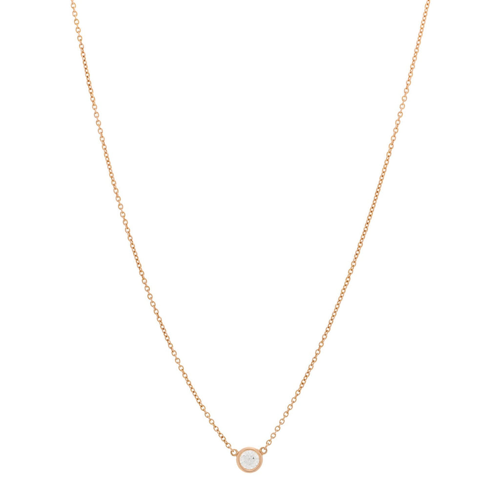 18K Rose Gold Diamond .25ct Elsa Peretti Diamonds by the Yard Pendant Necklace