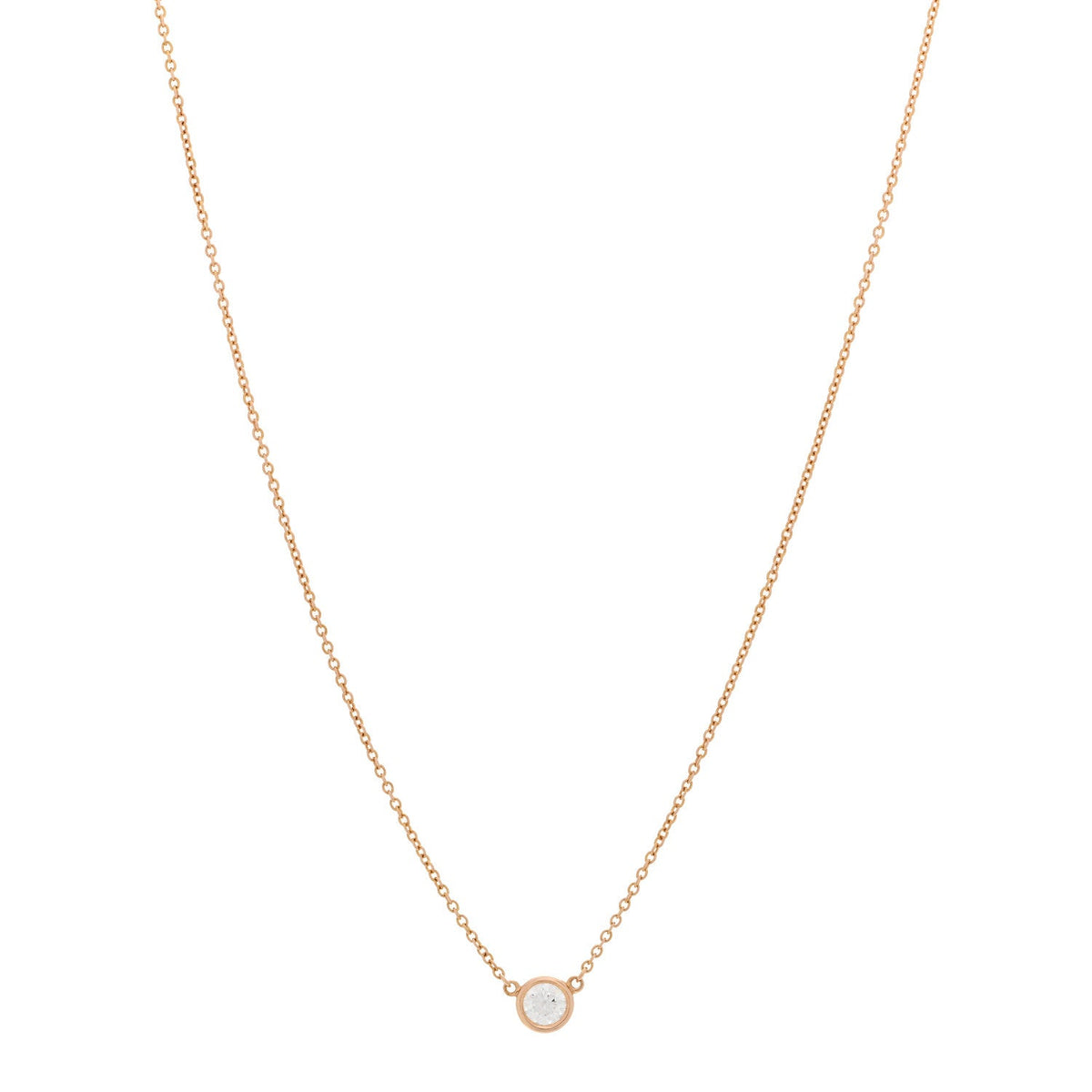 18K Rose Gold Diamond .25ct Elsa Peretti Diamonds by the Yard Pendant Necklace