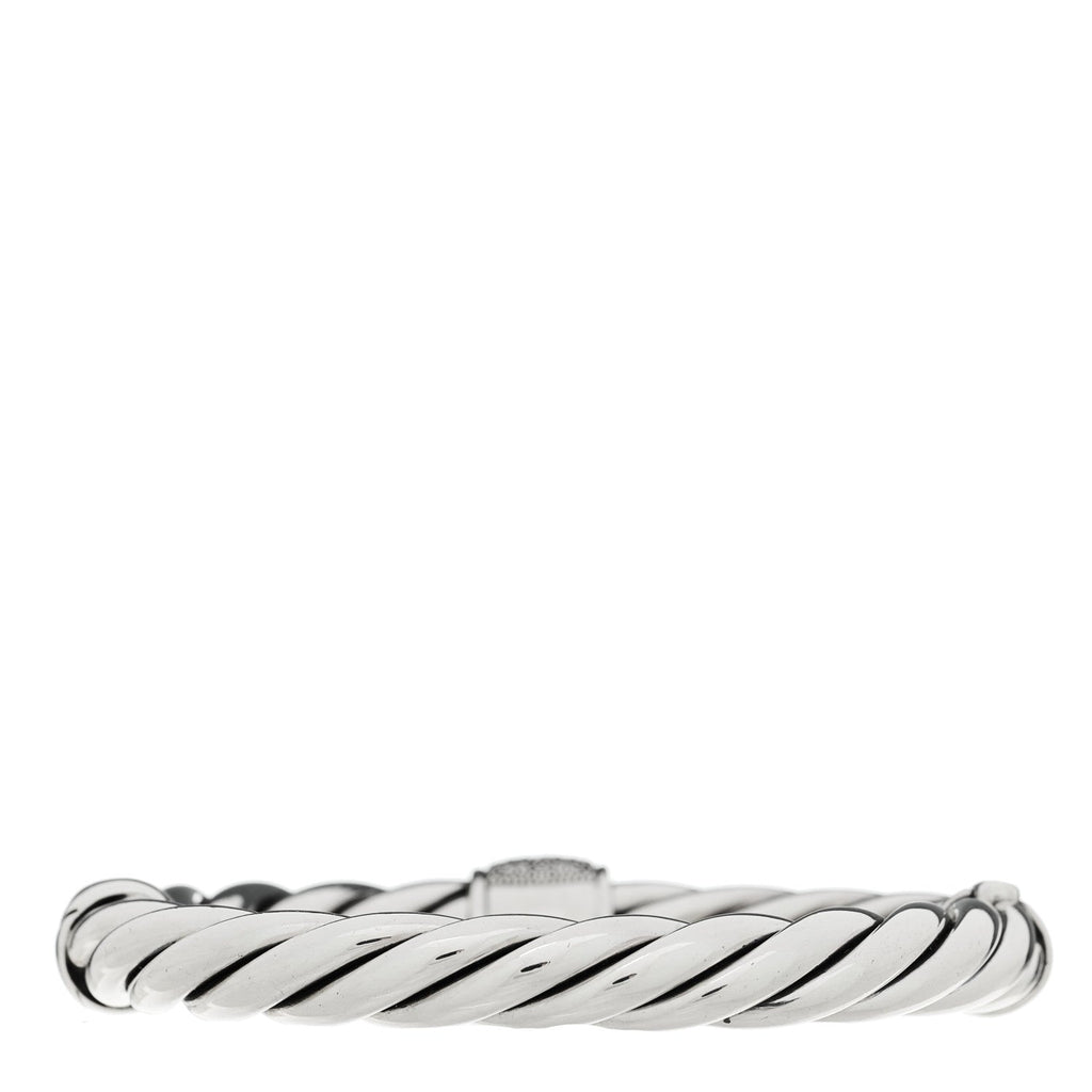 Sterling Silver Diamond Midnight Melange Station Bangle Bracelet
