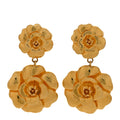 Camellia CC Clip On Drop Earrings Gold