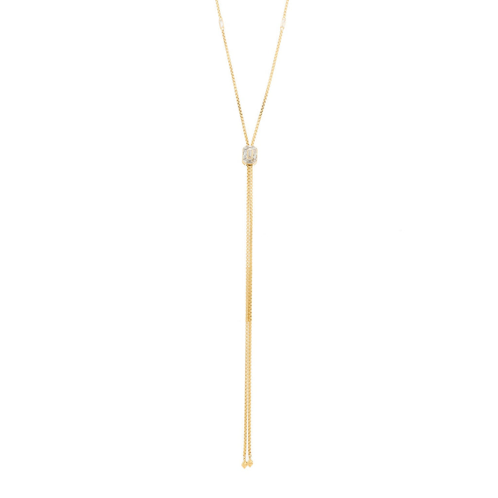 18K Yellow Gold Diamond Stax Lariat Necklace