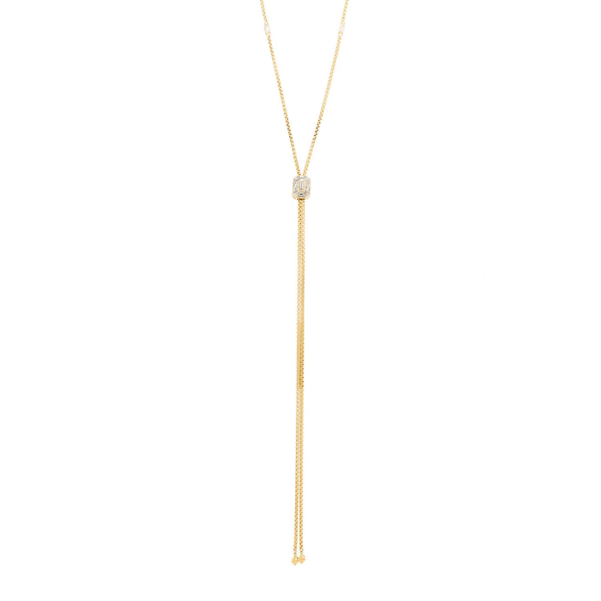 18K Yellow Gold Diamond Stax Lariat Necklace