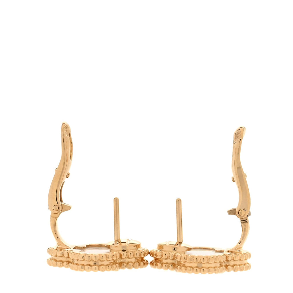 18K Yellow Gold Mother of Pearl Vintage Alhambra Earrings