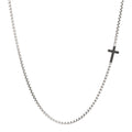 Sterling Silver Black Diamond Streamline Cross Station Necklace 26"